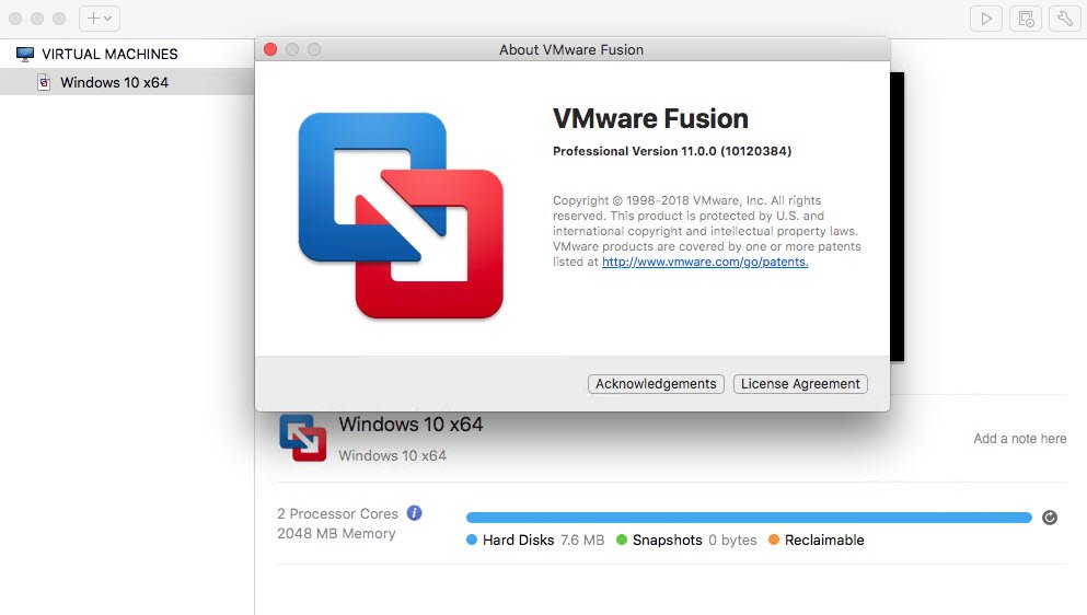 VMware Fusion Pro 11.5.1 MacOS